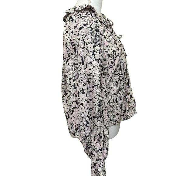 Anthropologie blue/white peasant top, romantic, cottagecore, floral, soft girl - Picture 2 of 6